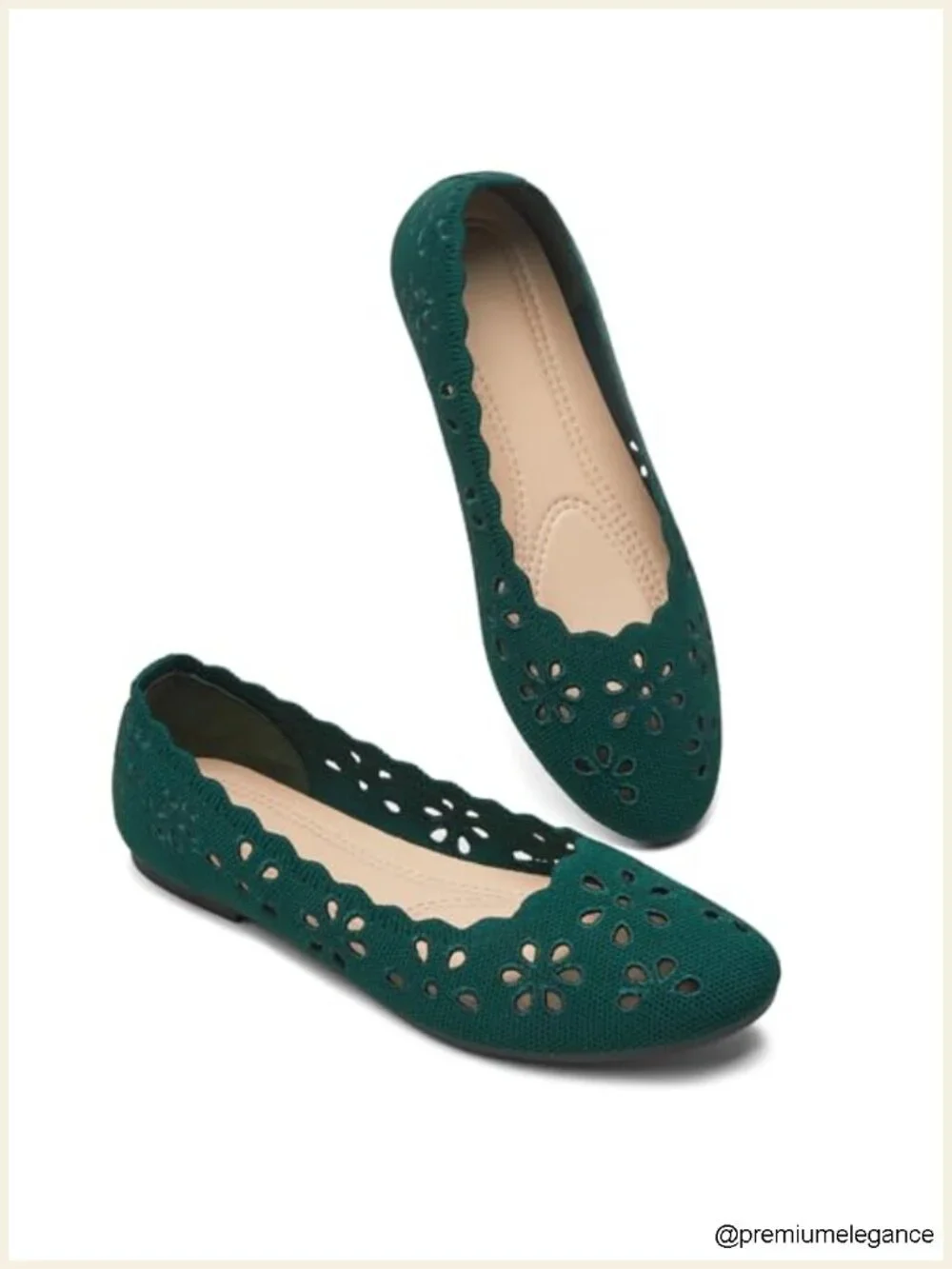 Mesh Ballet Flats with Flower Eyelets, Slip On Walking Flats